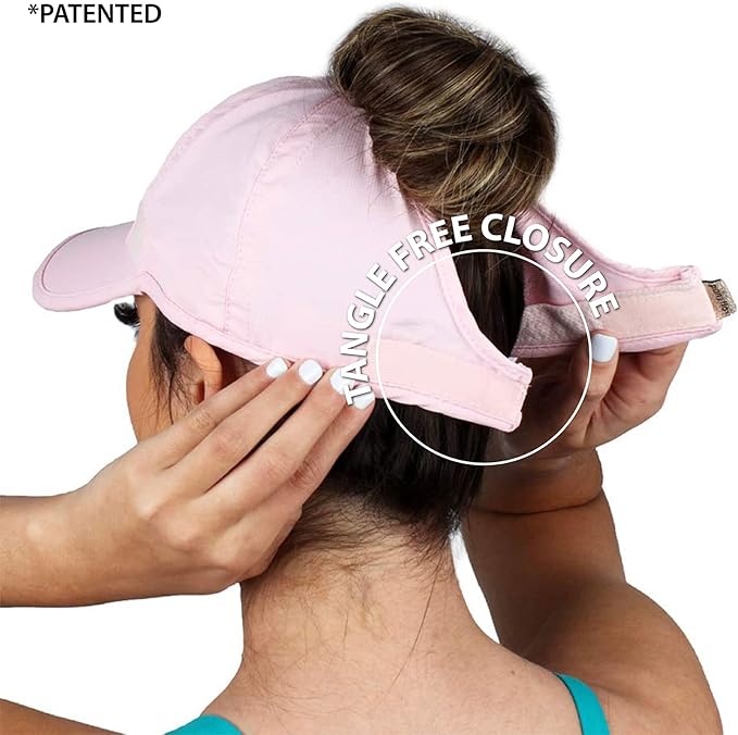 Ponyflo Women’s Ponytail Baseball Cap, Patented Active Feather-Light Hat with Open Back