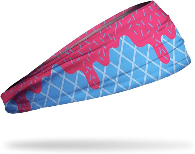 JUNK Brands Big Bang Lite Headband - Moisture-Wicking, Performance Fabric, Non-Slip, Sports Sweatband for Men & Women - One Size - Hot Blue Scoop