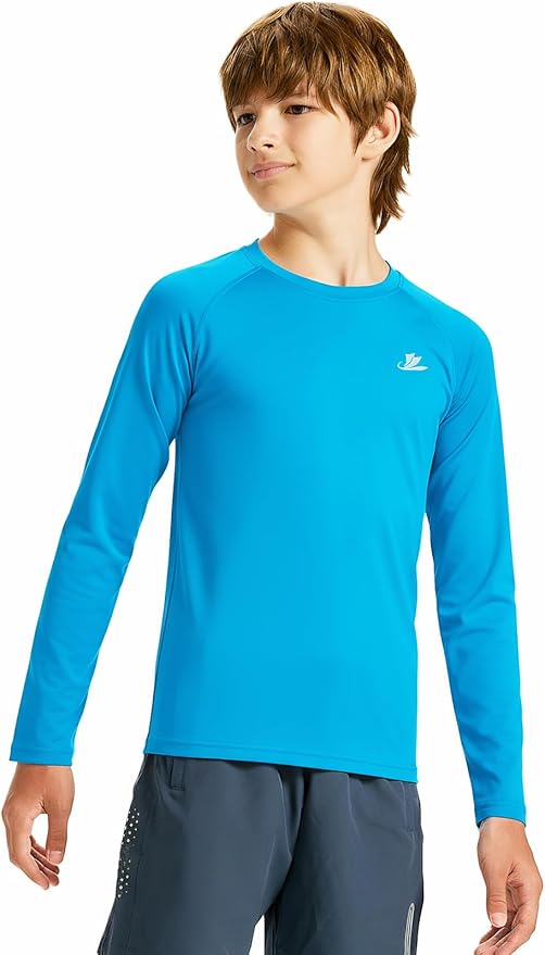 DEVOROPA Youth Boys Compression Thermal Shirt Long Sleeve Kids Fleece Baselayer Soccer Baseball Undershirt Slim/Regular/Husky