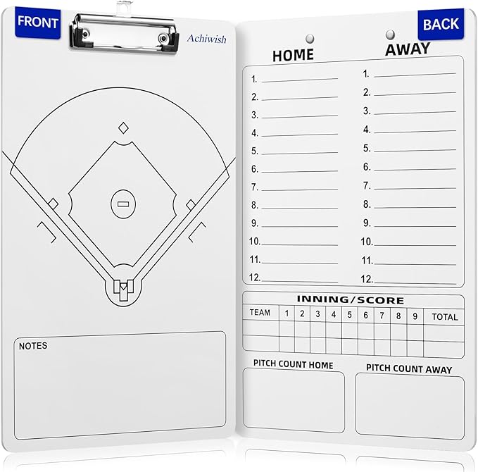 Baseball Lineup Board, Premium Baseball clipboard for Coaches, Waterproof Softball Lineup Boards for Dugout, Double-Sided Softball Lineup Board for Dugout with Tactics Field & Lineup Planner