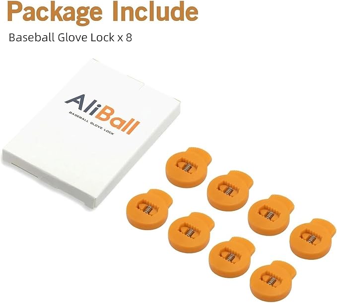 AliBall Glove Locks, Lace Locks for Baseball Glove 8 Pack, Never Need Thying Knots Again, Strong Elasticity, Made Plastic and Springs, Fits All Gloves, Baseball Gloves Accessories