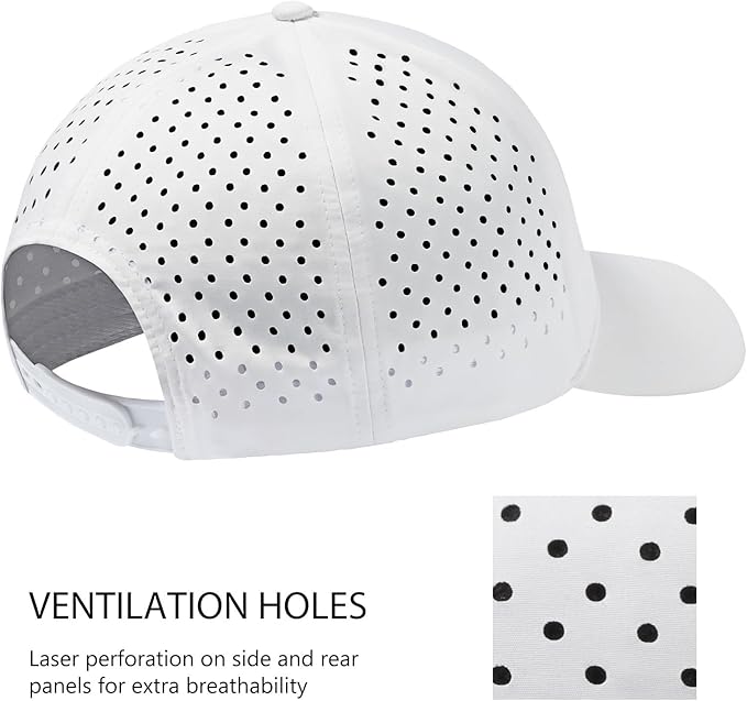 BASSDASH UPF 50+ Quick Dry Baseball Cap Water Resistant Laser Cut Mesh Snapback Hat for Men Women Fishing Hiking FH14
