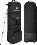 DAREKUKU Golf Travel Bags for Airlines with Adjustable Support Rod and Detachable Shoulder Straps, Hard case Top Soft Foldable Golf Club Travel Covers