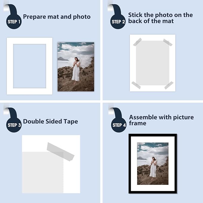 Mat Board Center, 16x20 for 12x16 White Photo Picture Mats - Image 6