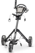 KVV Mini-Pro Deluxe Golf Cart for All Age Groups,Golf Push Cart with Adjustable Upper Bracket, 360 Swivel Front Wheel, Ultra-Compact Size（Charcoal）