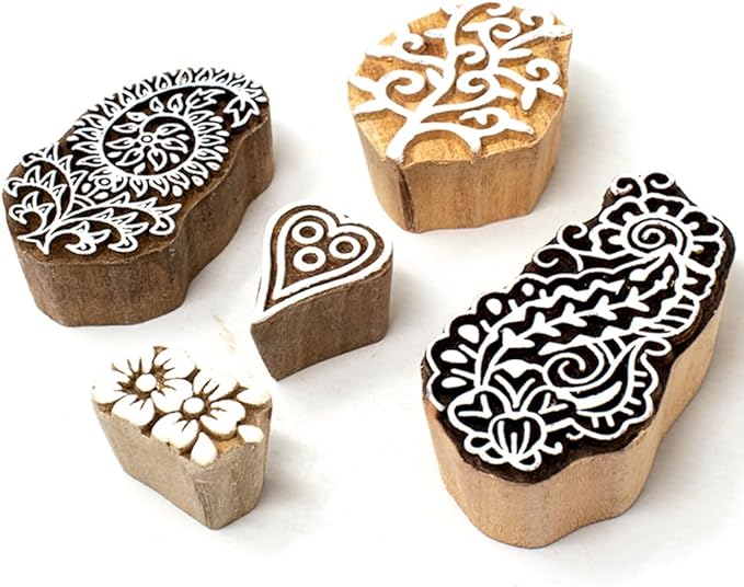 Floral Design Wooden Stamp Block by Hashcart