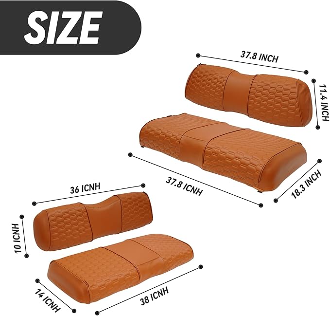 Golf Cart Seat Covers for EZGO TXT Club Car DS Gas or Electric OEM Regular Seat Cushion, No Staple, Golf Cart Vinyl Replacement Seat Cover
