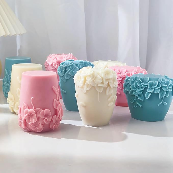 Bottle Candle Molds Cylinder Flower Pillar Mold - Image 4
