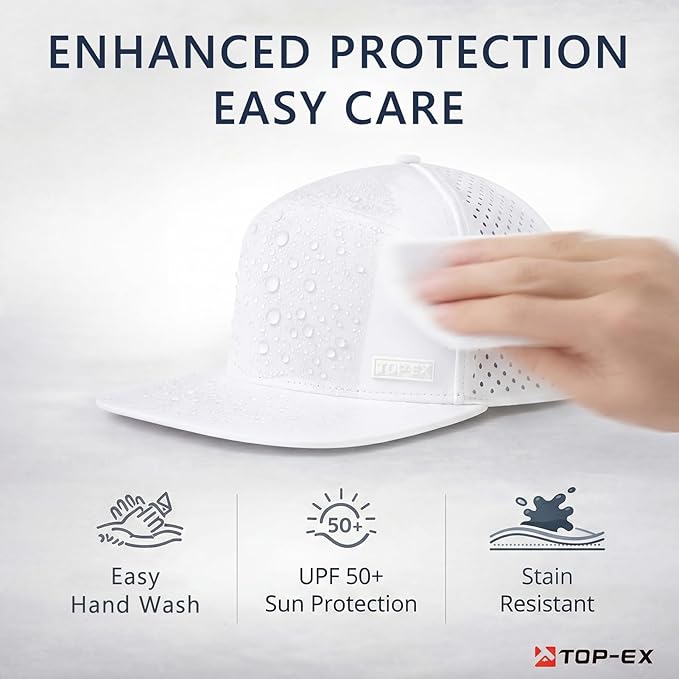 UVCoolix™ Cooling Sweatband Flat Bill Golf Baseball Cap,Breathable Sun Protection,Water-Resistant Snapback Performance Hat