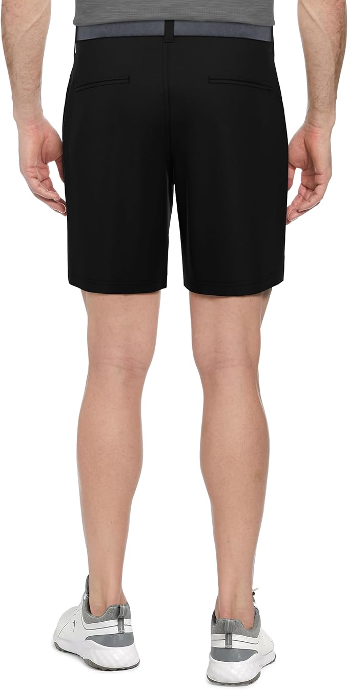 PGA Tour Men's 8" Solid Performance Stretch Pull-on Golf Shorts with Stretch Waistband, Moisture-Wicking, Sun Protection