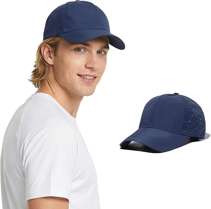 Men Adjustable Quick Dry Baseball Cap Laser Cut Mesh Ball Curved Brim Snapback Hat