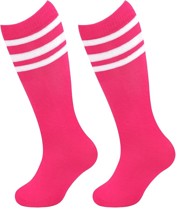 Sarfel Kids Soccer Socks Toddler Soccer Socks Girls Boys Soccer Socks Kids Tube Socks with Stripes Toddler Knee High Socks