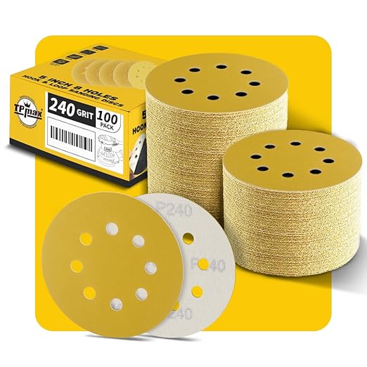 100PCS 5 Inch 240 Grit 125mm 8 Hole Sanding Discs Sandpaper by TPmax