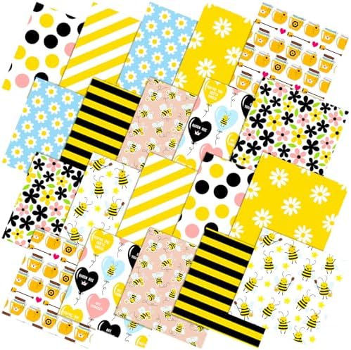 Hahafelt 10 Pcs Fall Bee Quilting Fabric Bundles 20 x 20 Inch