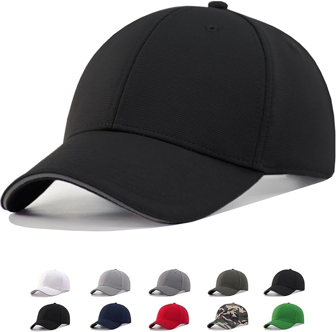 TSSGBL Men's Plain Baseball Hat - OSFM & XXL Big Head Fit，Adjustable Structured Ball Cap with Reflective Sandwich Brim
