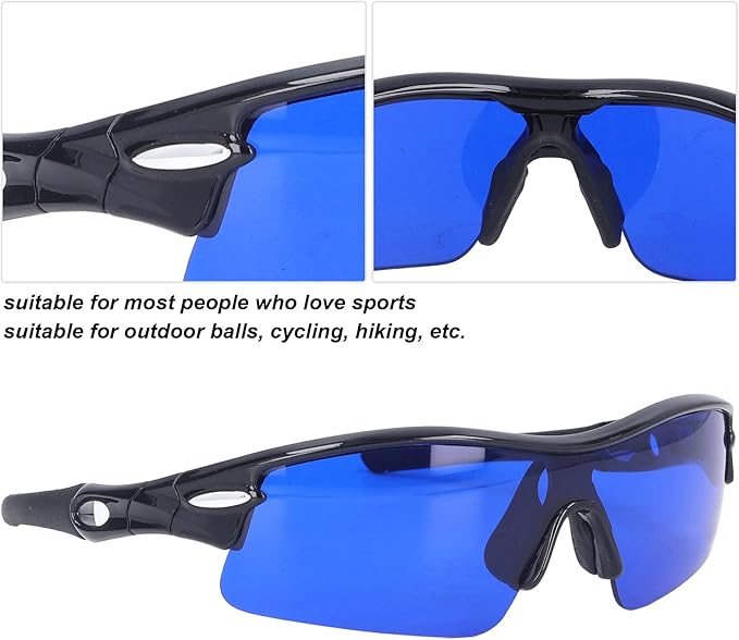 Golf Ball Finder Glasses, Polarized Blue Lens UV Proof Sun Protection Grass Filter with Glasses Cloth and Storage Bag, Ball Finding Filtering Sunglasses for Golfers(Black)