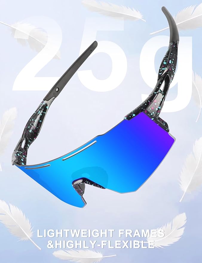 OULAIQI Cycling Sunglasses Polarized Sunglasses for Cycling Men Women with 1 Lens or 3 Interchangeable Lens Baseball Glasses