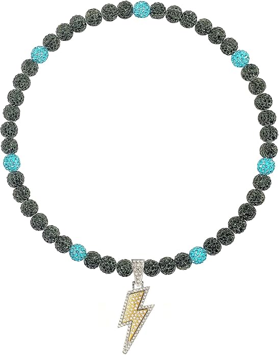 Baseball Necklace for Men 16/18/20 Inch Bling Ice Collection Lightning Bolt Pendant Necklace for Women Rhinestone Clay Beaded Discoball Accessories Gifts for Baseball Team Players Lovers