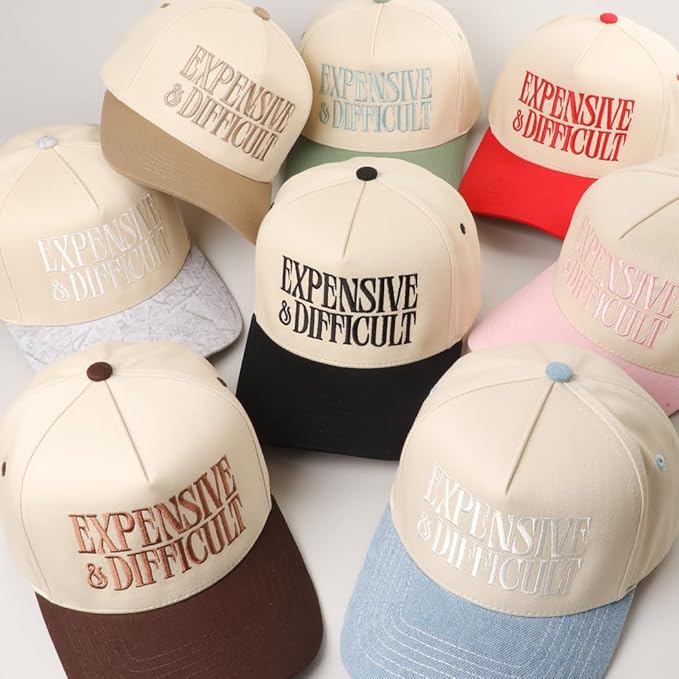 MIRMARU Two-Tone Vintage Canvas Trucker Hats for Men & Women, Adjustable Size Baseball Caps with Trendy Embroidered Design