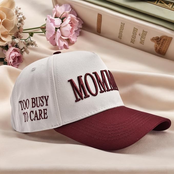 Women’s Mommin Trucker Hat – Vintage Two-Tone Ponytail Baseball Cap, Embroidered Adjustable Hat, Great Gift for Mom & Women