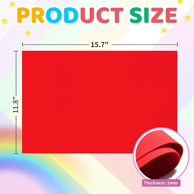 20 PCS EVA Foam Sheets DIY Handcraft Materials 1mm Thick 15.7 x 11.8 Inches Red - Image 2