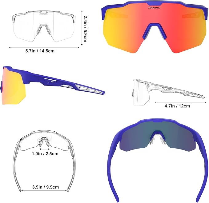 HAAYOT Polarized Sports Sunglasses for Men Women Youth Baseball Cycling Running Softball Biking Glasses 5 Lenses