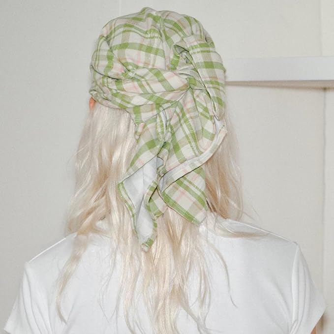 Women’s Plaid Bandana Baseball Cap – Y2K Adjustable Checkered Hat, Casual Streetwear Summer Fashion Visor Scarves