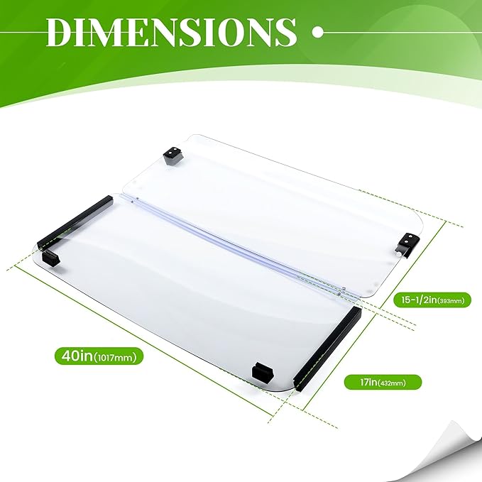 HECASA Clear Windshield Compatible with 1985-1995 Yamaha G2/G9 Models Golf Cart Fold Down Windscreen