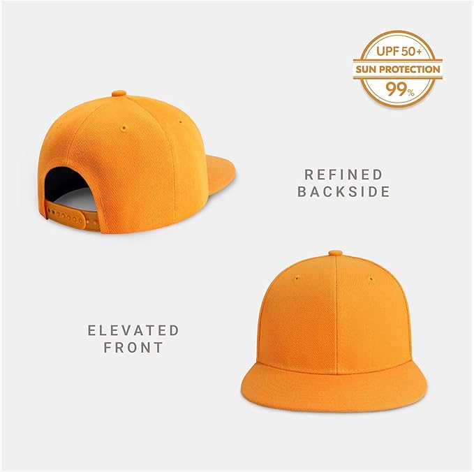CHOK.LIDS Flat Bill Visor Classic Snapback Hat Blank Adjustable Brim High Top End Trendy Color Style Plain Tone Baseball Cap