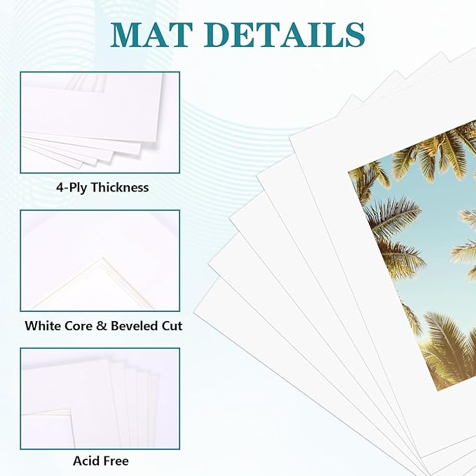 ZBEIVAN 11x14 White Picture Mats - Image 3