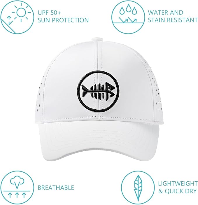 BASSDASH UPF 50+ Quick Dry Baseball Cap Water Resistant Laser Cut Mesh Snapback Hat for Men Women Fishing Hiking FH14