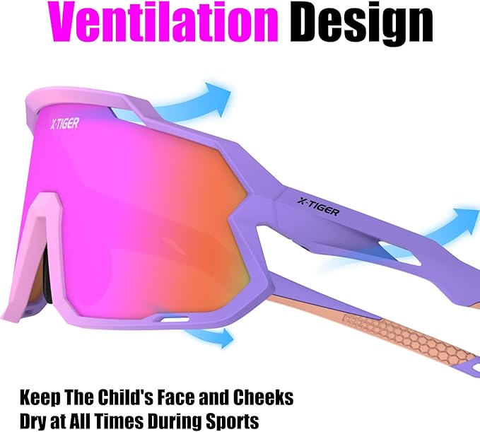 X-TIGER Kids Sunglasses Polarized Youth Baseball Sunglasses for 8-14 boys girls UV400 Sports Softball Cycling Glasses