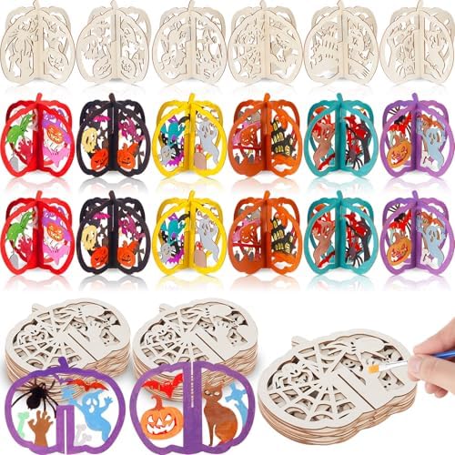 AceOrbit 60 Pcs Halloween Crafts Pumpkin, 4.72 x 3.54 Inch, Various Style