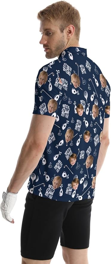 HUURAY Funny Golf Polos for Men Funny Print Short Sleeve Shirts Quick Dry Polo Shirts Hawaiian Shirt Performance Golf Outfits