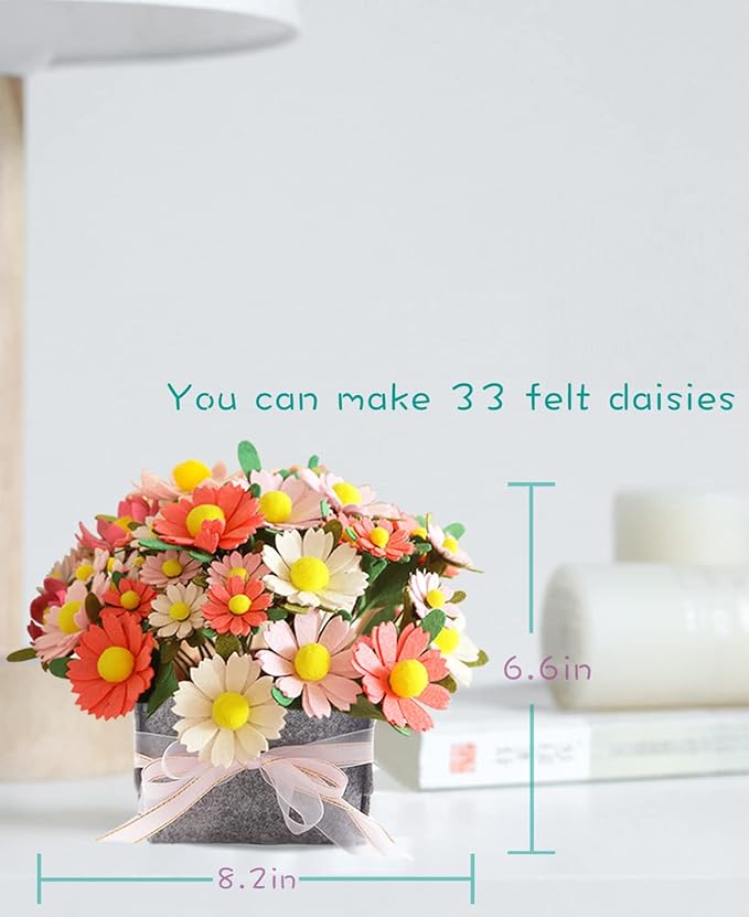 DIY Felt Flower Art Craft Kit, Daisy Bouquet Kit, Floral Gifts, Beginner Craft - Image 3