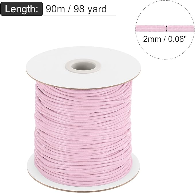 MECCANIXITY Waxed Cord 2mm Waxed Polyester Cord 98 Yard Wax String - Image 2