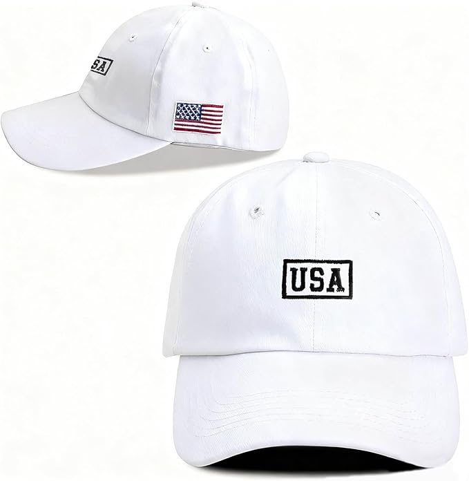 American Flag Patriotic Baseball Cap | Embroidered USA Flag 100% Cotton Adjustable Hat for Men & Women