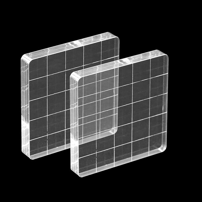 2Pcs Clear Stamp Blocks Set, 2 x 2 Inch Square Acrylic Blocks by QIMOO