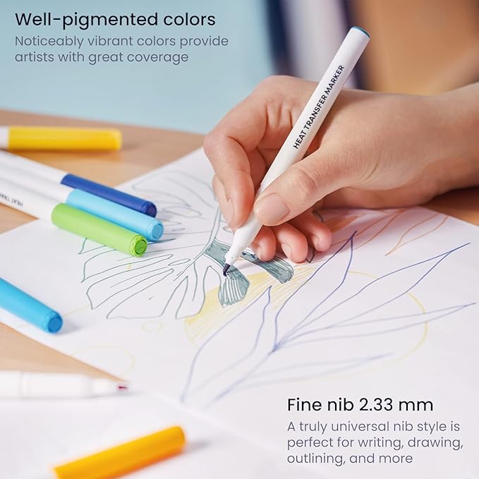 ARTEZA Heat Transfer Fabric Markers, Fade-Resistant Heat Transfer Ink, Colored - Image 3