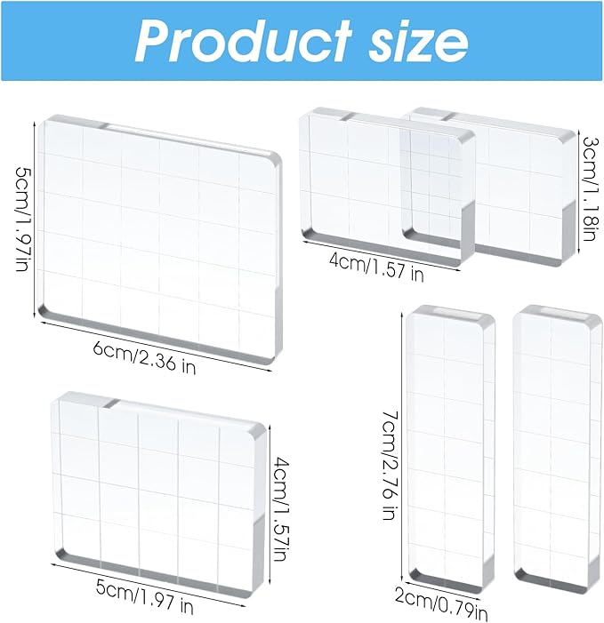6 Pcs Acrylic Stamping Blocks, Acrylics Blocks - Image 2