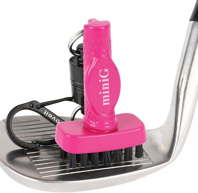 Grooveit Pink Mini Golf Brush The MiniG 'Dry Scrubber' Features A Detachable Magnet, Heavy-Duty Nylon Bristles, and 3-Yr Warranty - Used On All Professional Golf Tours - Golf Accessory of 2023