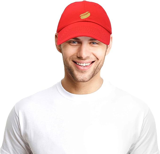 DALIX Hot Dog Hat Embroidered Mens Womens Baseball Cap