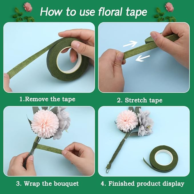 6 Rolls Floral Tape, 1/2" by 180 Yard Green Flower Tape, Flower Tape - Image 4