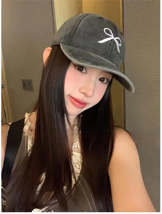 Sumleno Womens Trendy Cute Bow Baseball Cap Y2k Aesthetic Preppy Sun Cap Hiking Travel Trucker Hat Accessories