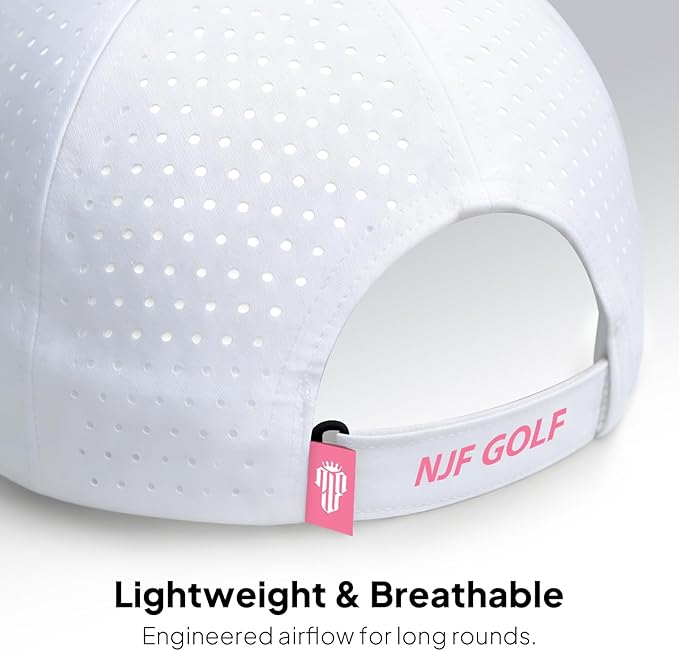 NJF Golf Hat Men - Breathable Mens Golf Hats, Adjustable Rope Hook and Loop Style Cap, Convenient Cap with Tee Holder