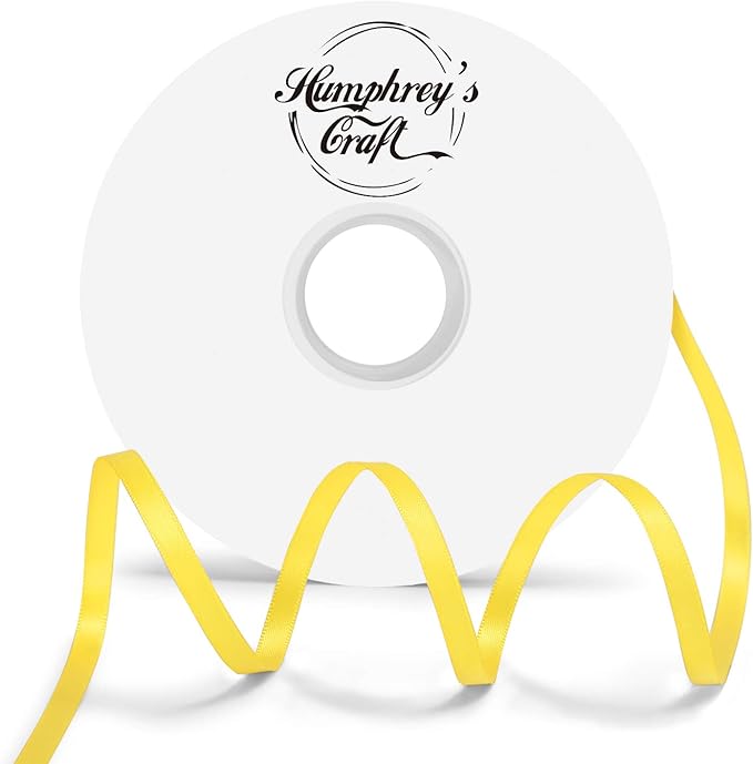 Humphrey's Craft 1/4 Inch Daffodil Yellow Double Faced Satin Ribbon by HumphreysCraft