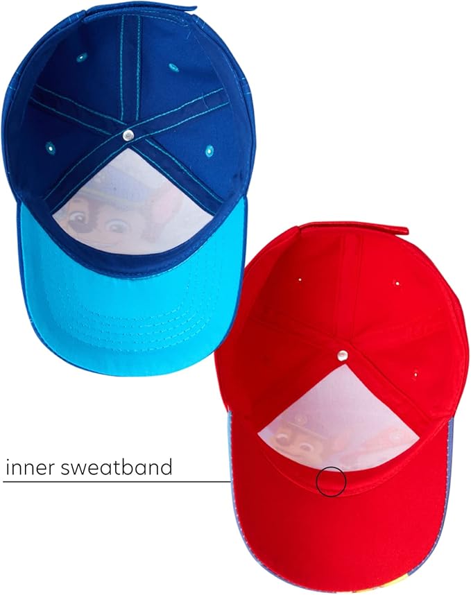 Nickelodeon Boys' Paw Patrol Baseball Cap - 2 Pack Chase, Marshall, Rubble Curved Brim Strap Back Hat (2T-7)