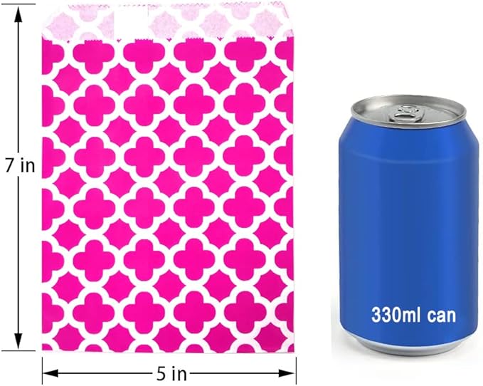 KEYYOOMY 100 Pcs Hot Pink Candy Buffet Bags Small Cookie Bags Polka Dot Paper - Image 2