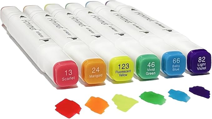 6pcs Multicolor Alcohol Markers Under 5 dallors, Dual Tips Art Markers Drawing by Arhomet