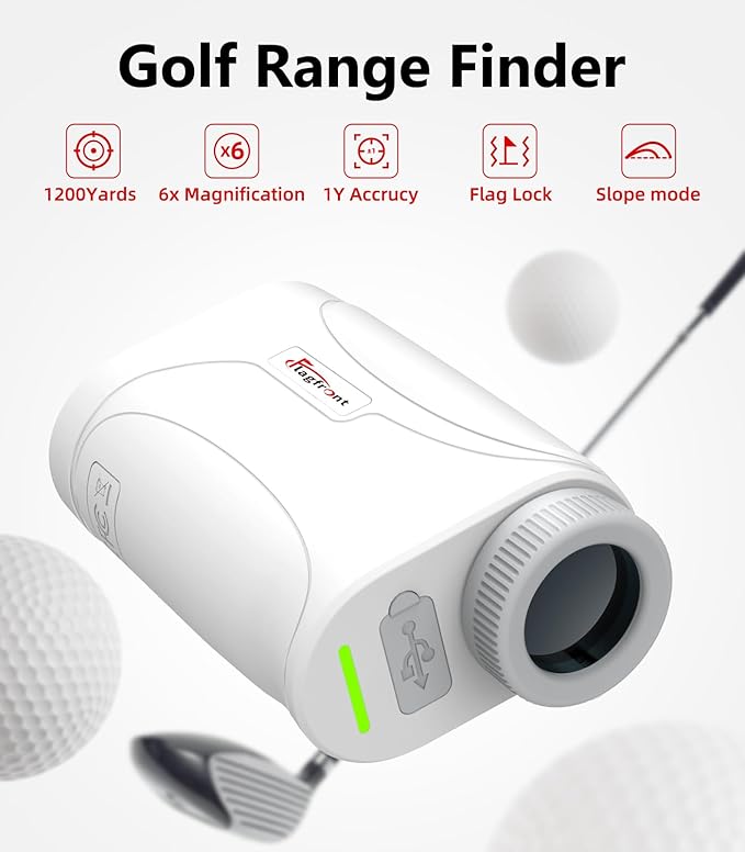 Golf Rangefinder with Slope, 1000 Yards Range Finder Golf, 6X Magnification, Flag Locking Vibration, Rechargeable Laser Range Finder